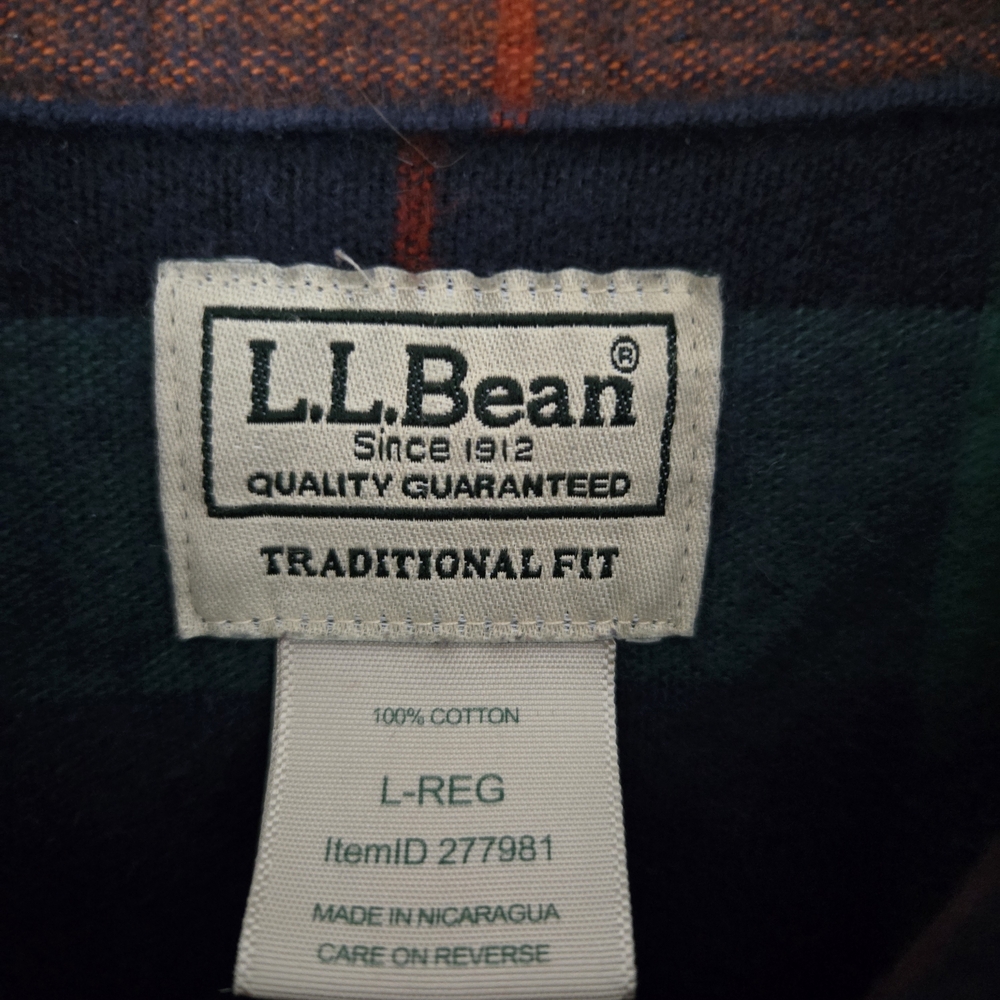 L.L.Bean Plaid Flannel Shirt Large Traditional Fit Cotton Button Up - Picture 8 of 12